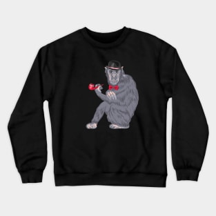 Hipster monkey with tobacco pipe Crewneck Sweatshirt